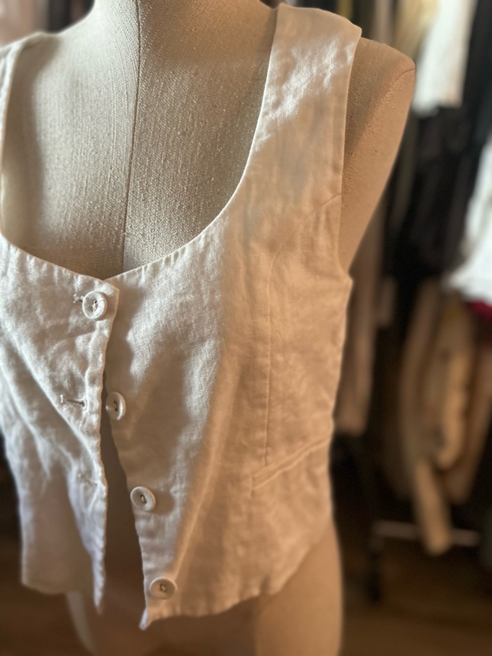 DISSH Cream Sleeveless Linen Top
